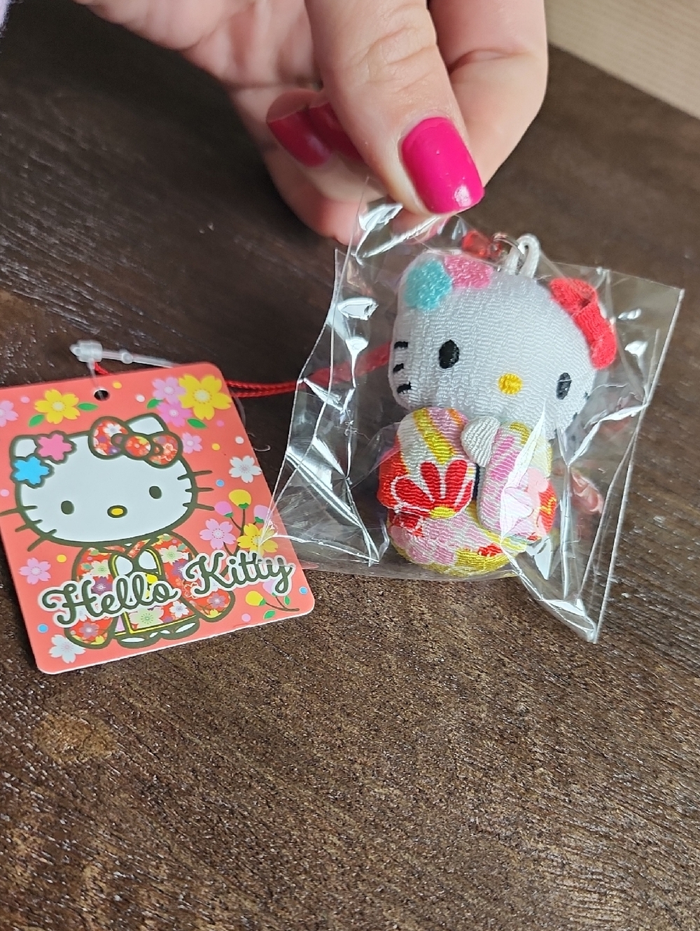 Hello Kitty Multicolor Floral Kimono Charm Keychain Authentic From Japan